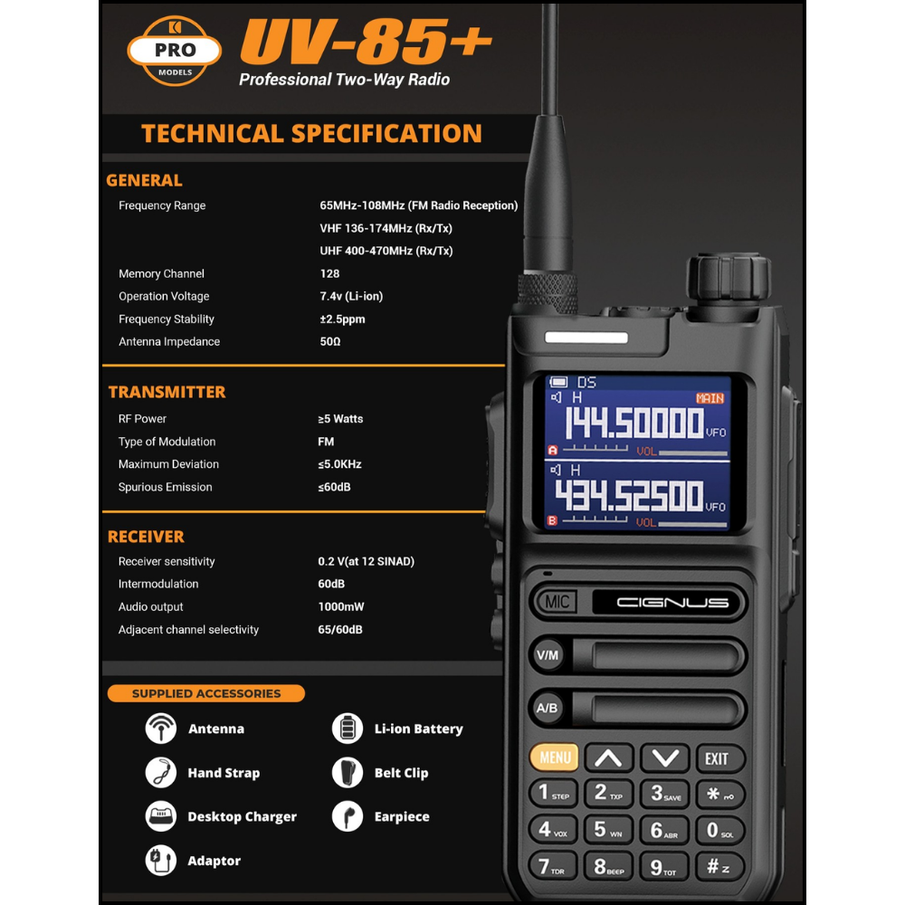 CIGNUS UV85+ Technical Specification